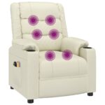 Fauteuil de massage électrique Crème Similicuir – Image 6