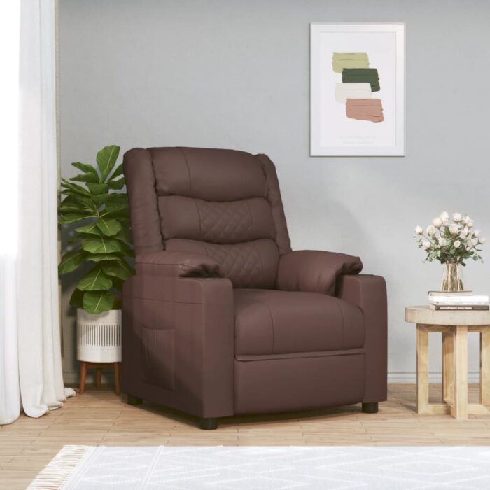 Fauteuil de massage électrique Marron Similicuir – Image 1