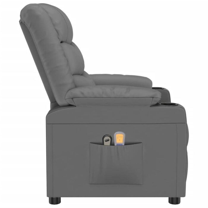 Fauteuil de massage électrique Gris Similicuir – Image 3