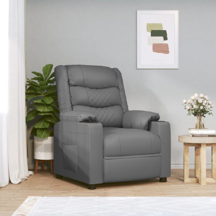 Fauteuil de massage électrique Gris Similicuir – Image 1