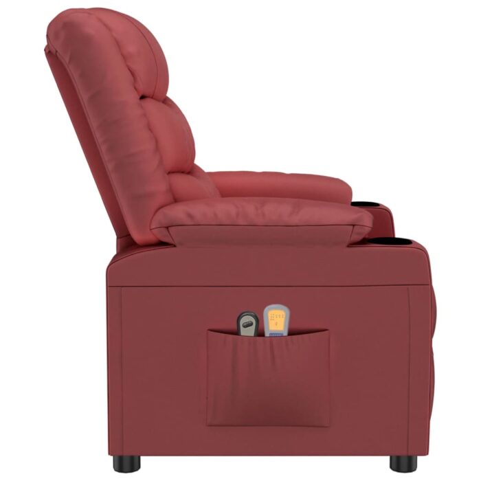 Fauteuil de massage électrique Rouge bordeaux Similicuir – Image 3
