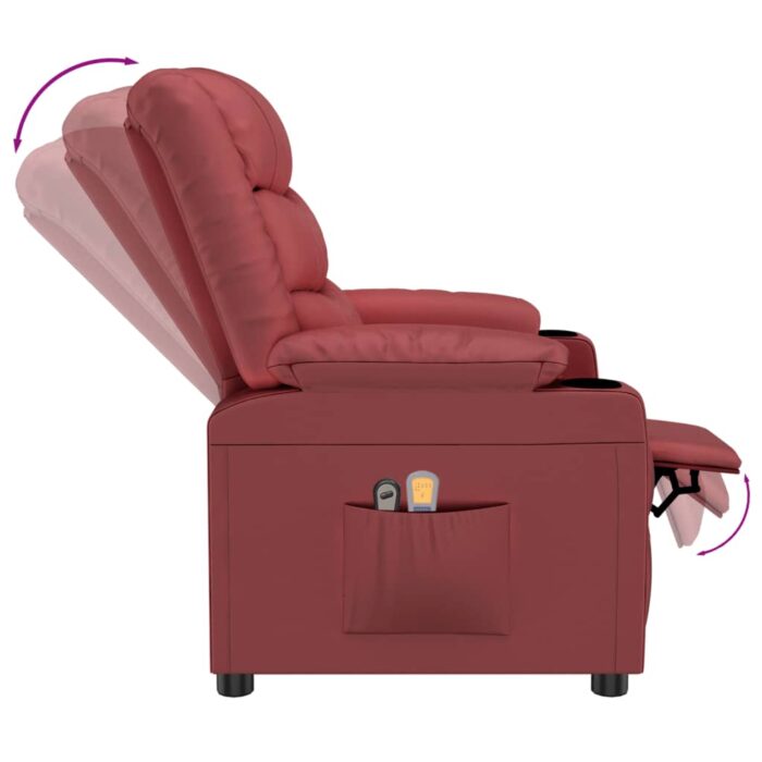 Fauteuil de massage électrique Rouge bordeaux Similicuir – Image 5