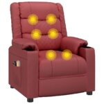 Fauteuil de massage électrique Rouge bordeaux Similicuir – Image 6