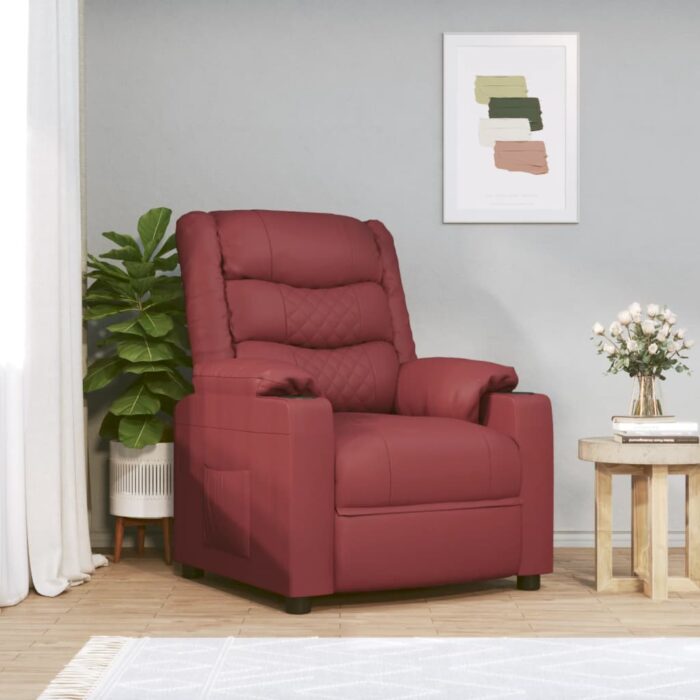 VXL8720845522292_m_en_hd_1.jpg Fauteuil de massage électrique Rouge bordeaux Similicuir – Image 1