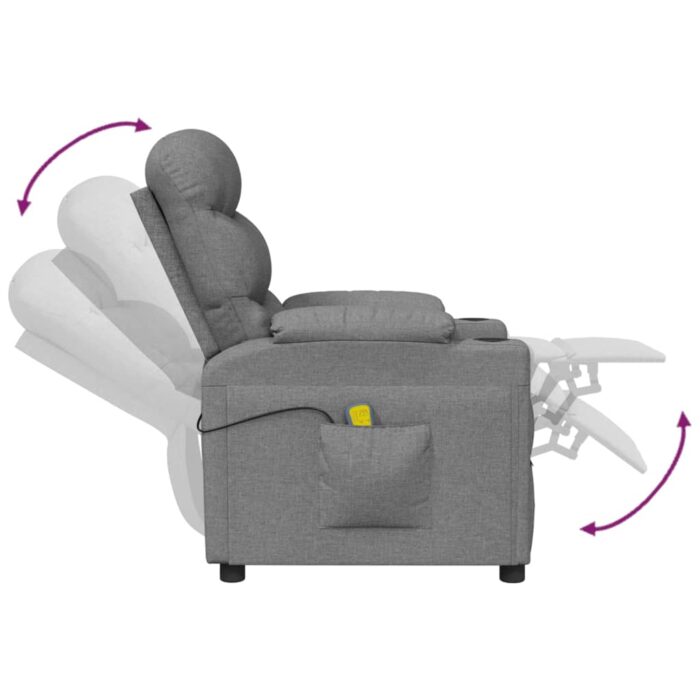 Fauteuil électrique de massage Gris clair Tissu – Image 5