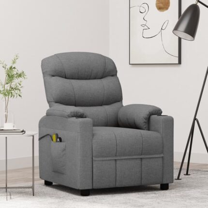 Fauteuil électrique de massage Gris clair Tissu
