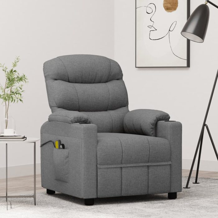 Fauteuil électrique de massage Gris clair Tissu – Image 1