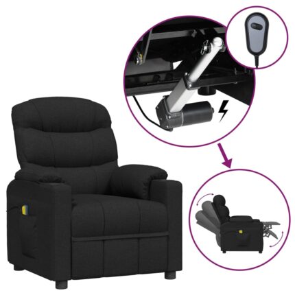 Fauteuil électrique de massage Noir Tissu