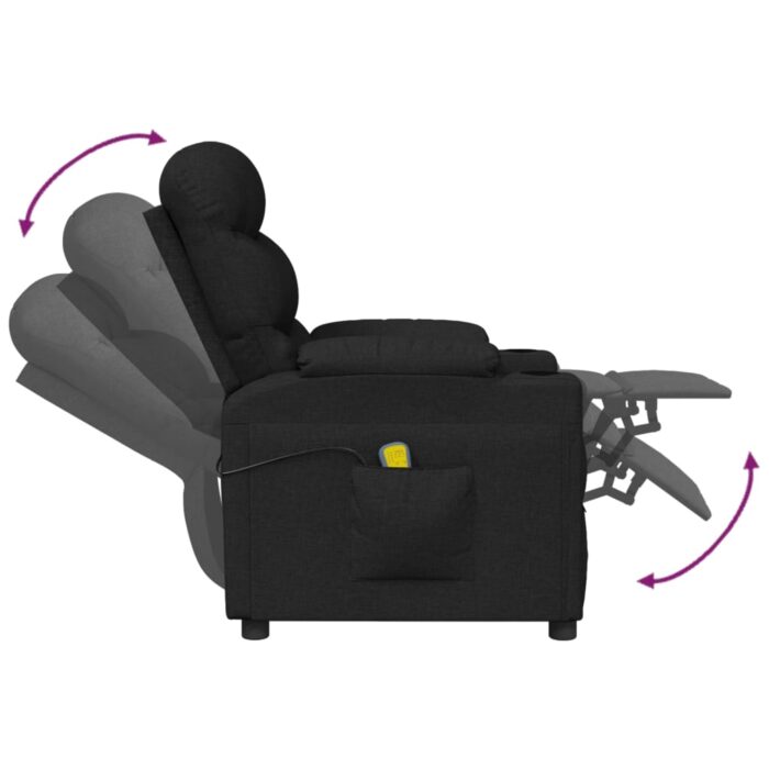 Fauteuil électrique de massage Noir Tissu – Image 5