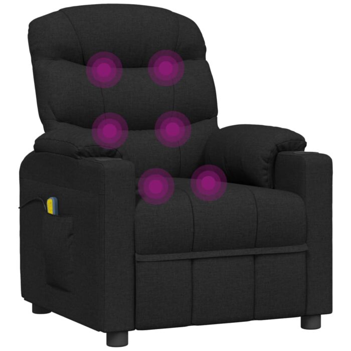Fauteuil électrique de massage Noir Tissu – Image 6