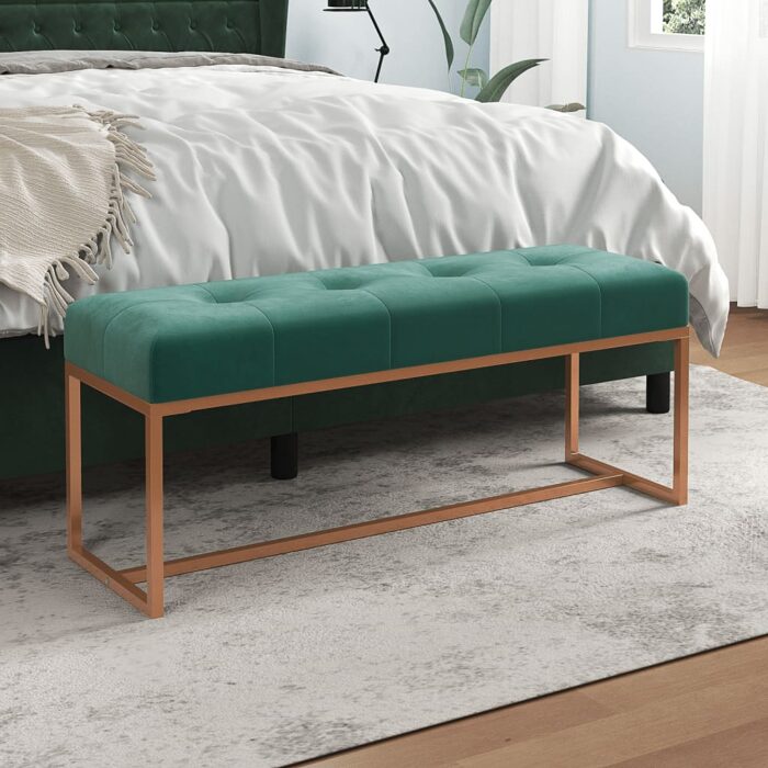 Banc Vert foncé 110x36x45 cm Velours – Image 1