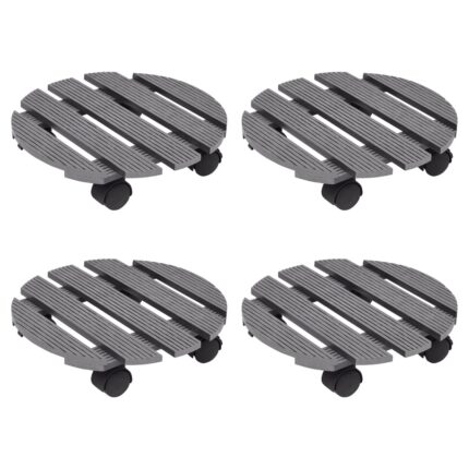 Chariots à plantes 4 pcs Gris Ø30x7,5 cm WPC