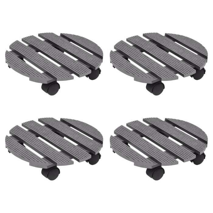 Chariots à plantes 4 pcs Gris Ø30x7,5 cm WPC – Image 1