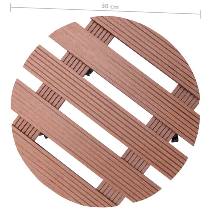 Chariots à plantes 4 pcs Marron Ø30x7,5 cm WPC – Image 5