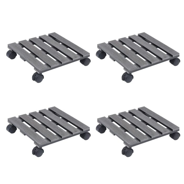 Chariots à plantes 4 pcs Gris 30x30x7,5 cm WPC – Image 1