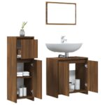Ensemble de meubles de salle de bain 3 pcs Chêne marron – Image 2