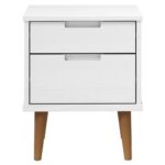 Table de chevet MOLDE Blanc 40x35x48 cm Bois de pin massif – Image 2