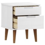 Table de chevet MOLDE Blanc 40x35x48 cm Bois de pin massif – Image 3