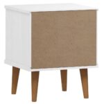 Table de chevet MOLDE Blanc 40x35x48 cm Bois de pin massif – Image 4