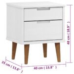 Table de chevet MOLDE Blanc 40x35x48 cm Bois de pin massif – Image 5