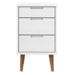 Table de chevet MOLDE Blanc 40x35x65 cm Bois de pin massif – Image 2