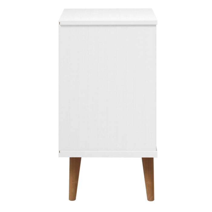 Table de chevet MOLDE Blanc 40x35x65 cm Bois de pin massif – Image 4