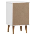 Table de chevet MOLDE Blanc 40x35x65 cm Bois de pin massif – Image 5