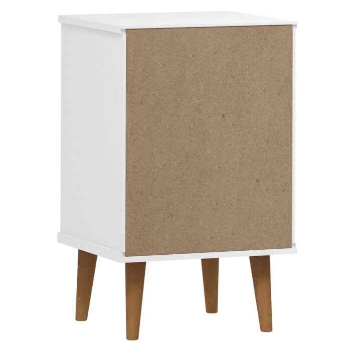 Table de chevet MOLDE Blanc 40x35x65 cm Bois de pin massif – Image 5