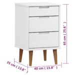Table de chevet MOLDE Blanc 40x35x65 cm Bois de pin massif – Image 6