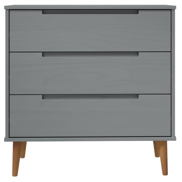 Commode MOLDE Gris 80x40x80 cm Bois de pin massif – Image 2