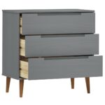 Commode MOLDE Gris 80x40x80 cm Bois de pin massif – Image 3