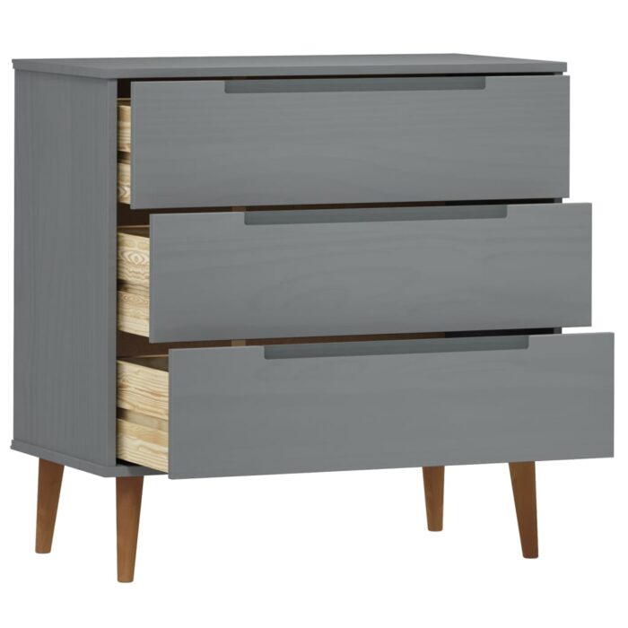 Commode MOLDE Gris 80x40x80 cm Bois de pin massif – Image 3