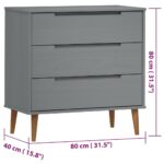 Commode MOLDE Gris 80x40x80 cm Bois de pin massif – Image 6