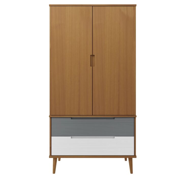 Garde-robe MOLDE Marron 90x55x175 cm Bois massif de pin – Image 2