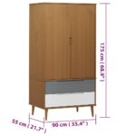 Garde-robe MOLDE Marron 90x55x175 cm Bois massif de pin – Image 6