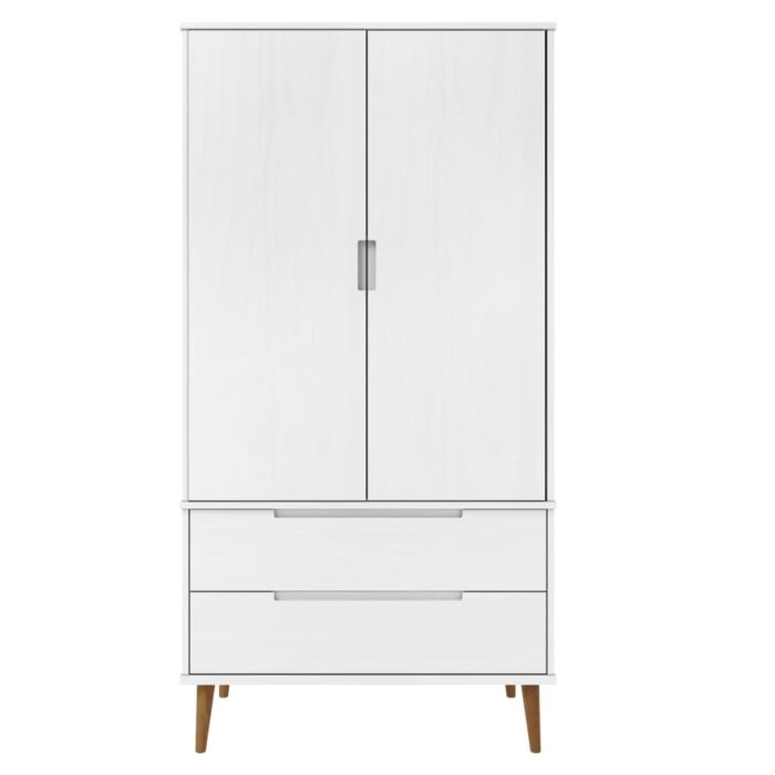 Garde-robe MOLDE Blanc 90x55x175 cm Bois massif de pin – Image 2