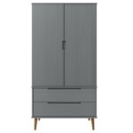 Garde-robe MOLDE Gris 90x55x175 cm Bois massif de pin – Image 2
