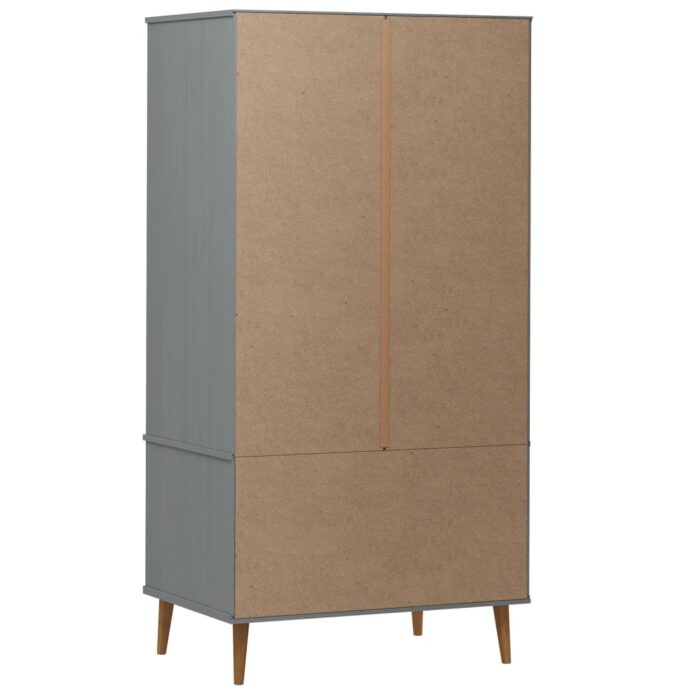 Garde-robe MOLDE Gris 90x55x175 cm Bois massif de pin – Image 5