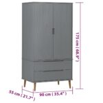 Garde-robe MOLDE Gris 90x55x175 cm Bois massif de pin – Image 6