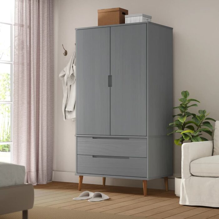 VXL8720845542115_m_en_hd_1.jpg Garde-robe MOLDE Gris 90x55x175 cm Bois massif de pin – Image 1