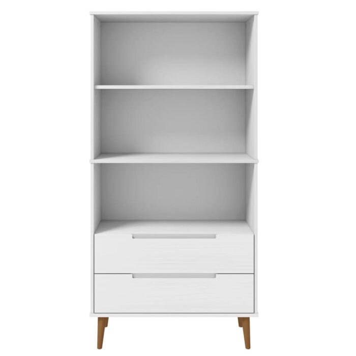 Bibliothèque MOLDE Blanc 85x35x170,5 cm Bois massif de pin – Image 2