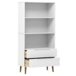Bibliothèque MOLDE Blanc 85x35x170,5 cm Bois massif de pin – Image 3