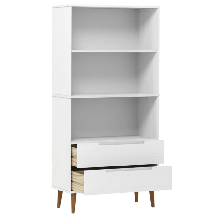 Bibliothèque MOLDE Blanc 85x35x170,5 cm Bois massif de pin – Image 3