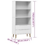 Bibliothèque MOLDE Blanc 85x35x170,5 cm Bois massif de pin – Image 6