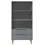 Bibliothèque MOLDE Gris 85x35x170,5 cm Bois massif de pin – Image 2