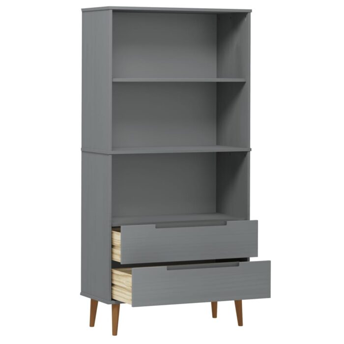Bibliothèque MOLDE Gris 85x35x170,5 cm Bois massif de pin – Image 3