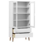 Armoire à vitrine MOLDE Blanc 90x35x175 cm Bois de pin massif – Image 3