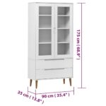 Armoire à vitrine MOLDE Blanc 90x35x175 cm Bois de pin massif – Image 6