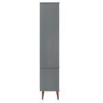 Armoire à vitrine MOLDE Gris 90x35x175 cm Bois de pin massif – Image 4