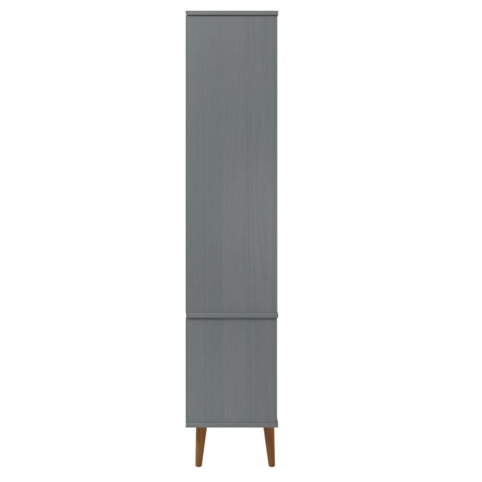 Armoire à vitrine MOLDE Gris 90x35x175 cm Bois de pin massif – Image 4